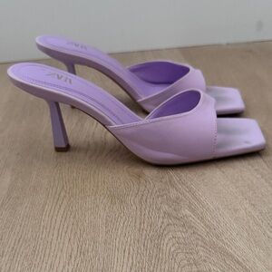 Zara Women's Pastel Purple Heeled Mules
